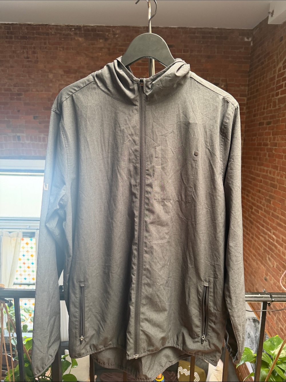 Vuori Gray Full-Zip Hooded Performance Jacket